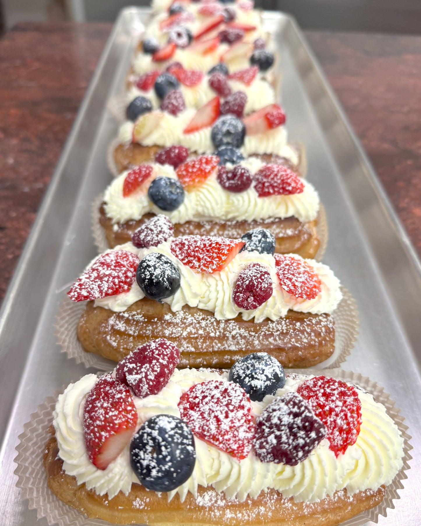 Fresh Fruit Whipped Cream Eclair