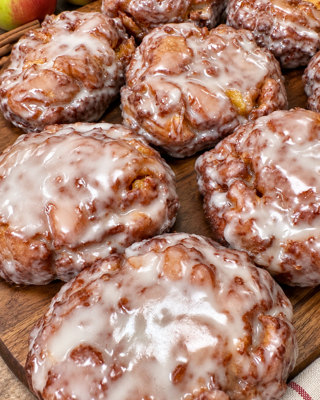 Apple Fritter Donuts with an icing glaze