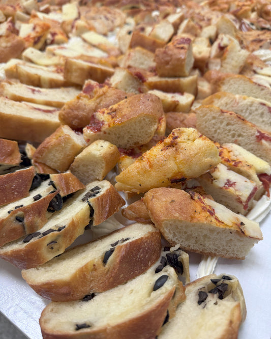 Assorted sliced bread board with mascarpone 