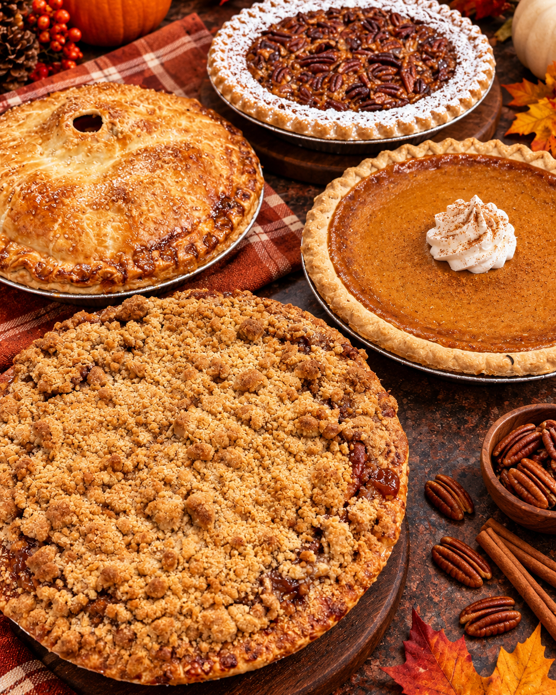 Holiday Pies, Pumpkin Pie, Apple Pie, Pecan Pie