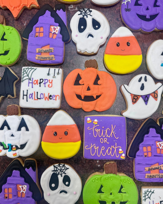 Halloween decorated royal iced cookies
