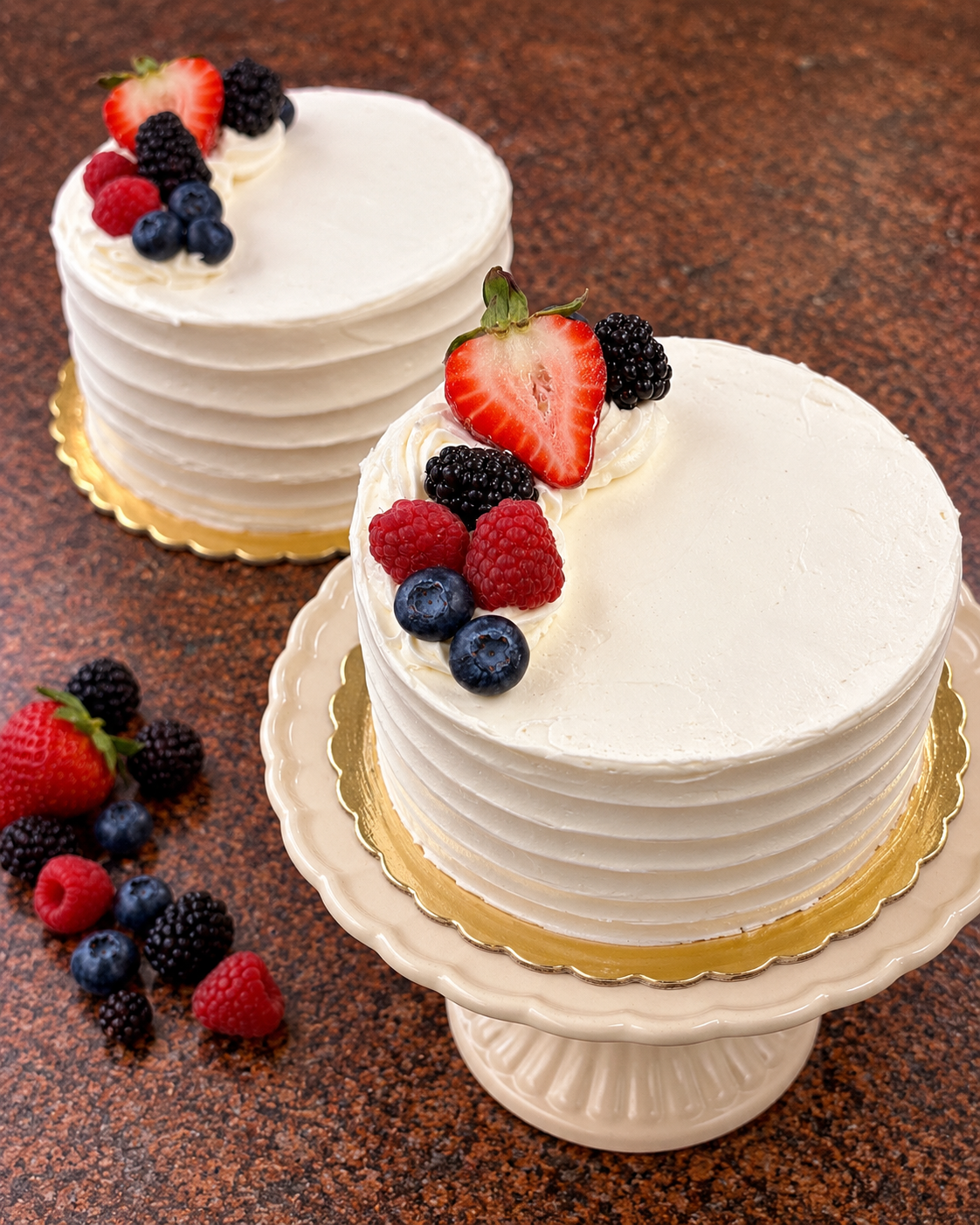Raspberry Mascarpone Cakes with Fruit Topping